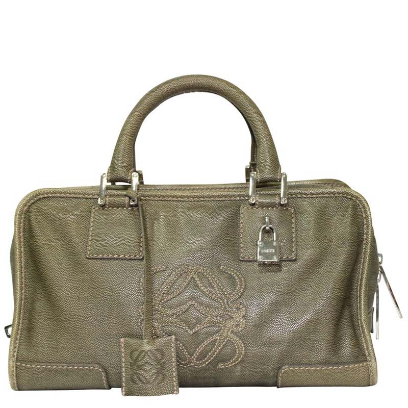 Pre-owned Loewe Green Leather Bolso Small Amazona Bag