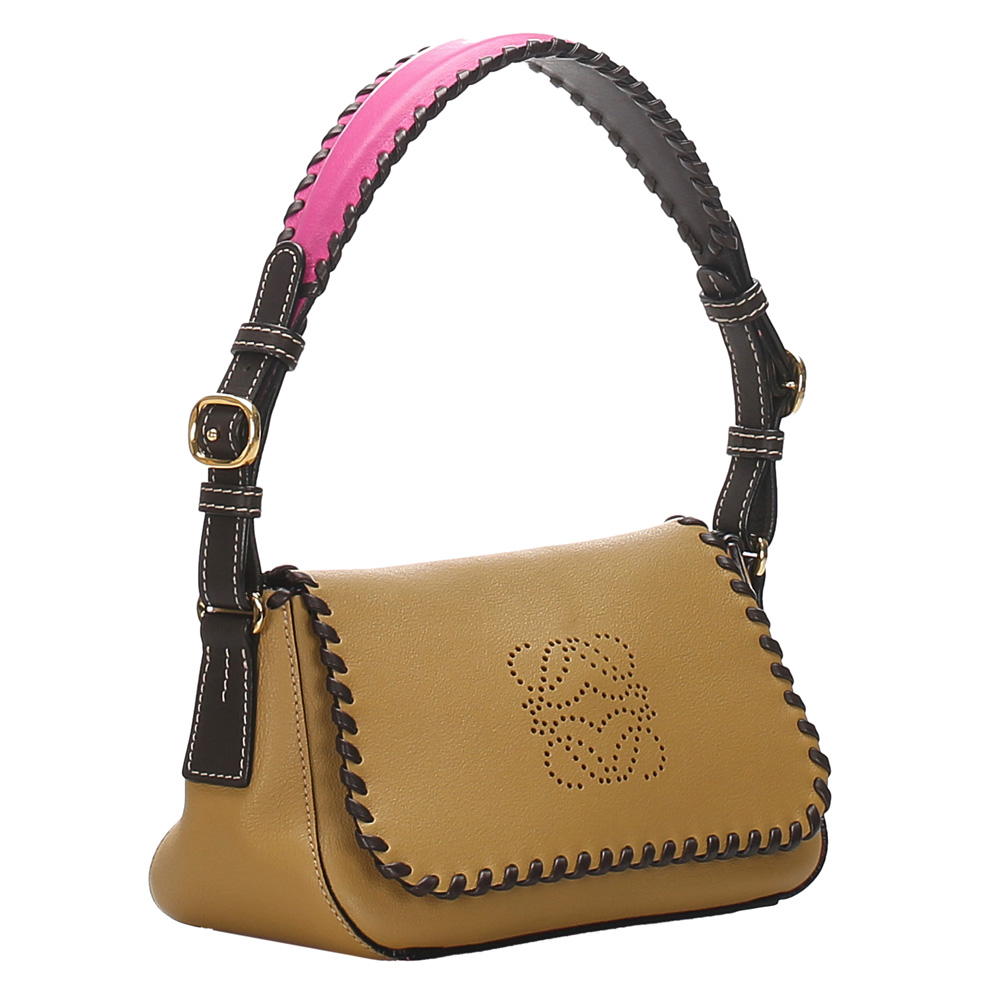 

Loewe Brown/Pink Leather Whipstitch Baguette Bag