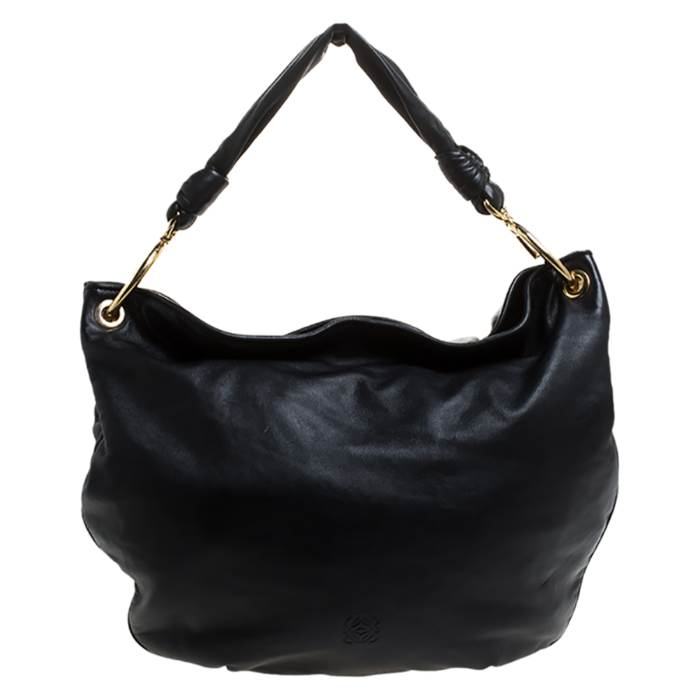 Loewe Black Leather Knot Hobo Loewe | TLC