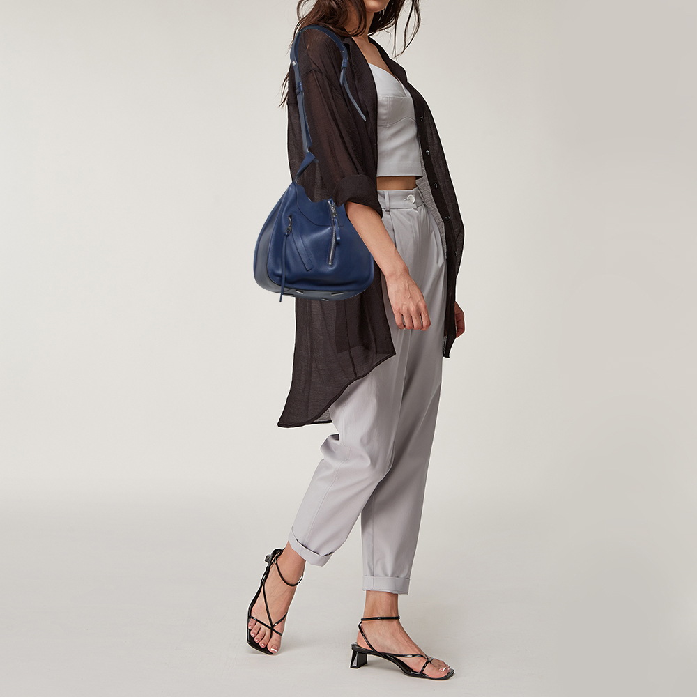

Loewe Navy Blue Leather Hammock Drawstring Shoulder Bag