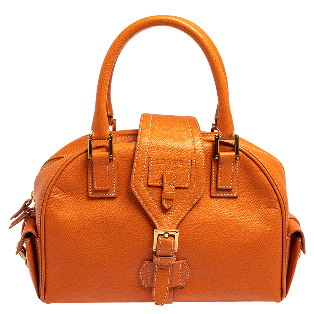 Pre-owned Loewe Burnt Orange Leather Bowling Bag