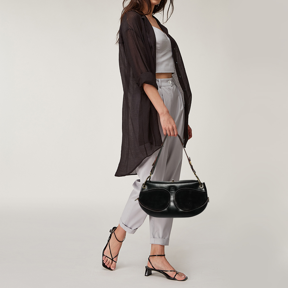 

Loewe Black Leather And Suede Shoulder Bag