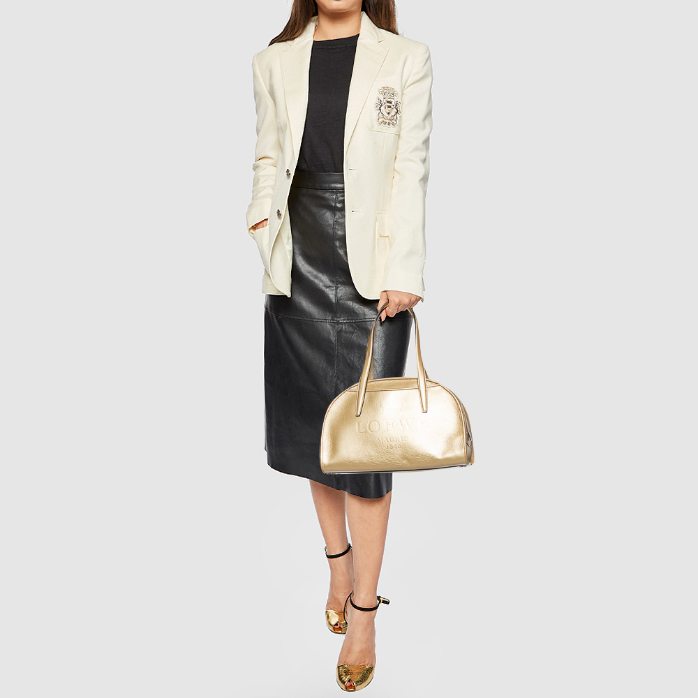 

Loewe Metallic Gold Leather Satchel