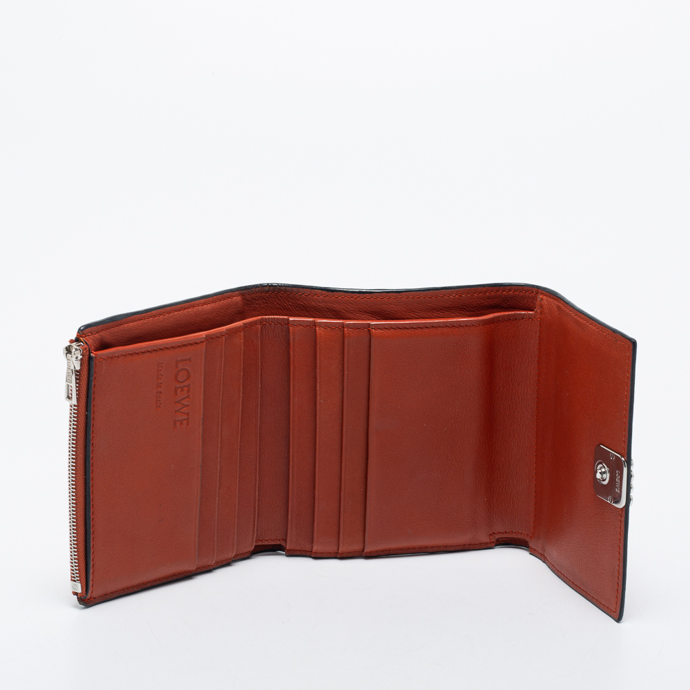 

Loewe Burnt Orange Leather Anagram Trifold Wallet