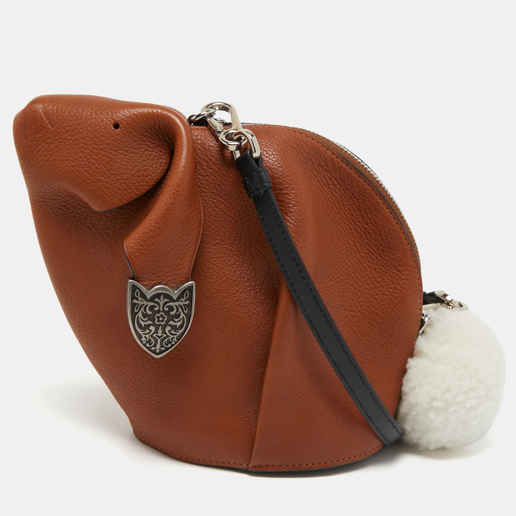 Preowned Loewe Brown Leather Bunny Shoulder Bag ModeSens