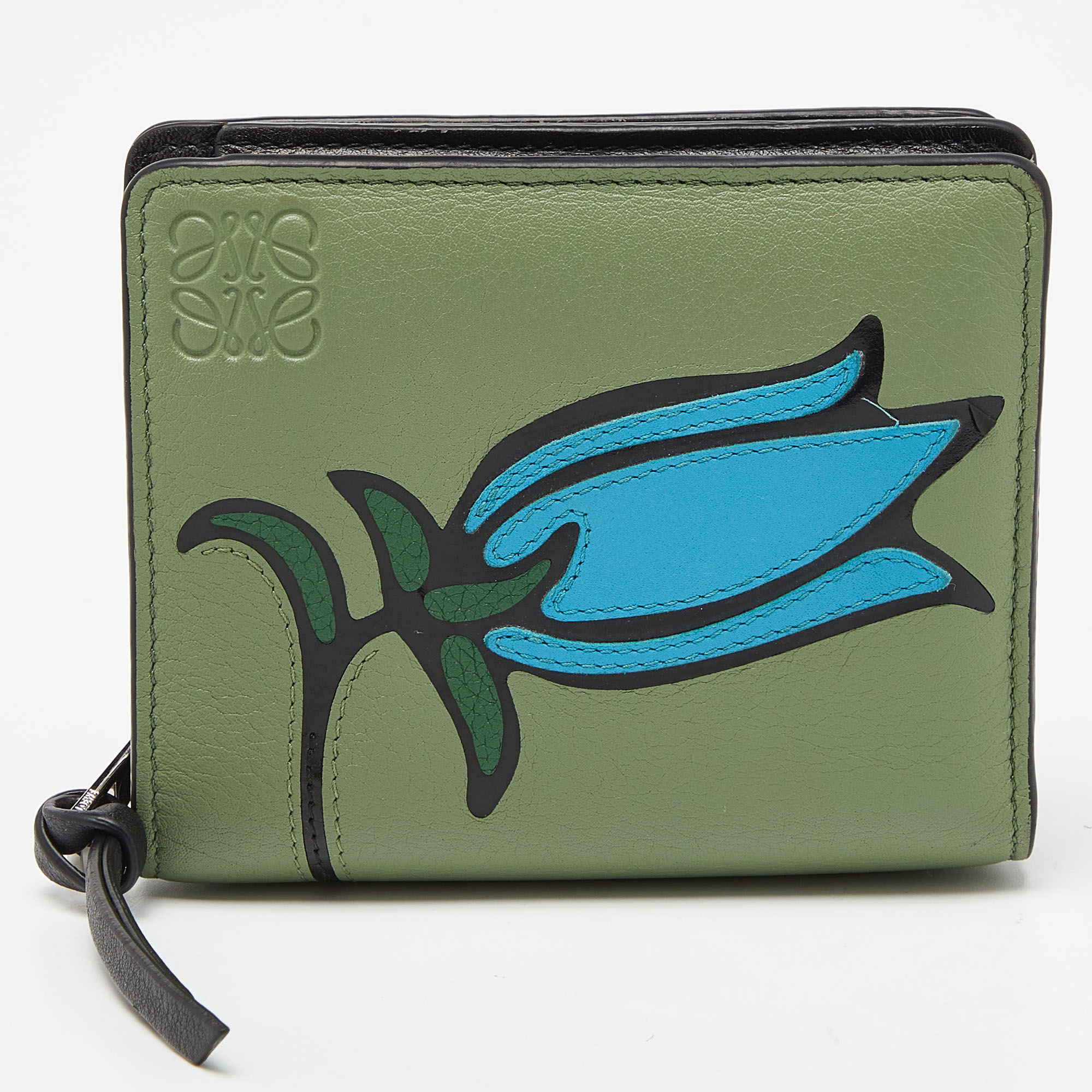

Loewe Green/Blue Leather Zip Compact Wallet