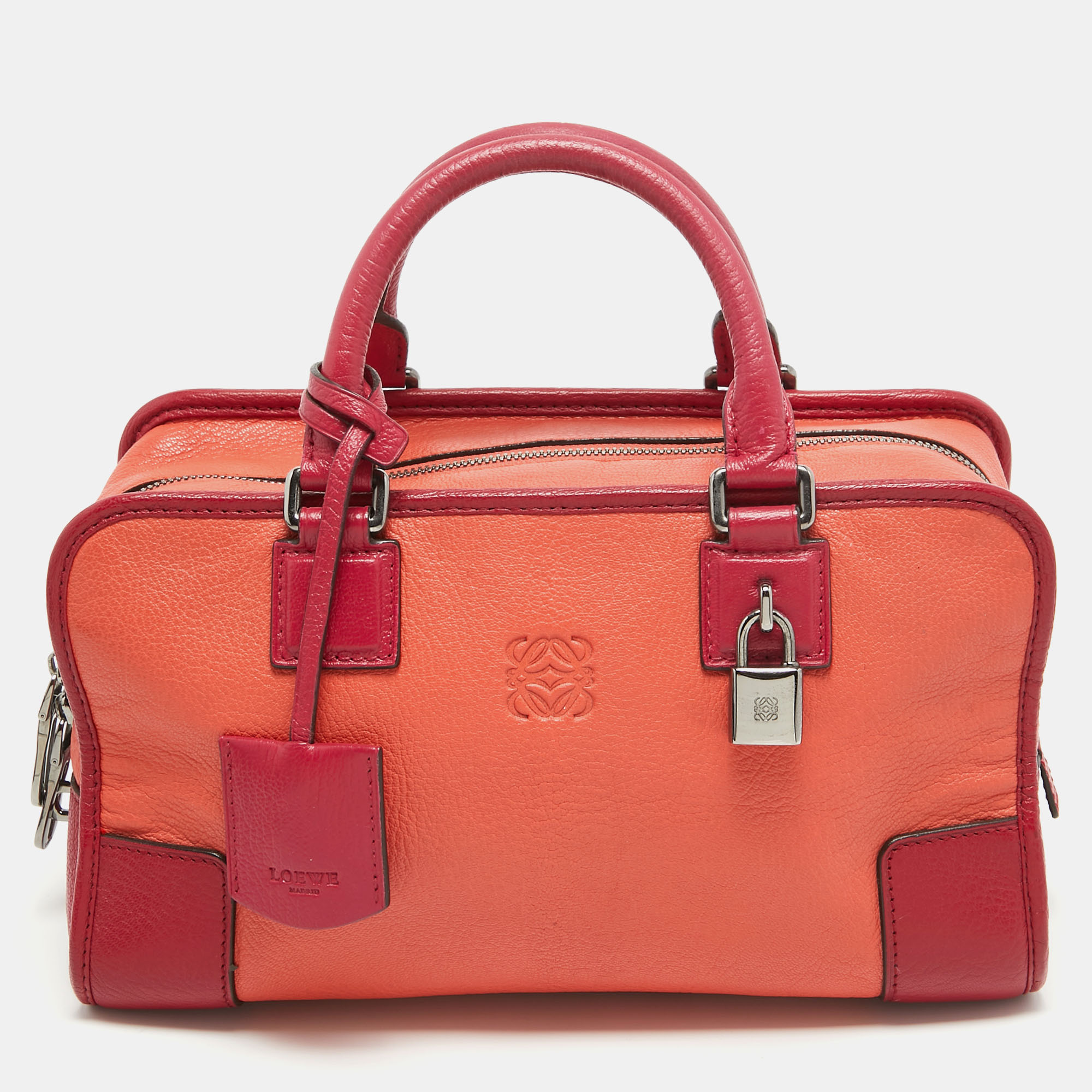 Pre-owned Loewe Orange/pink Leather Amazona Satchel