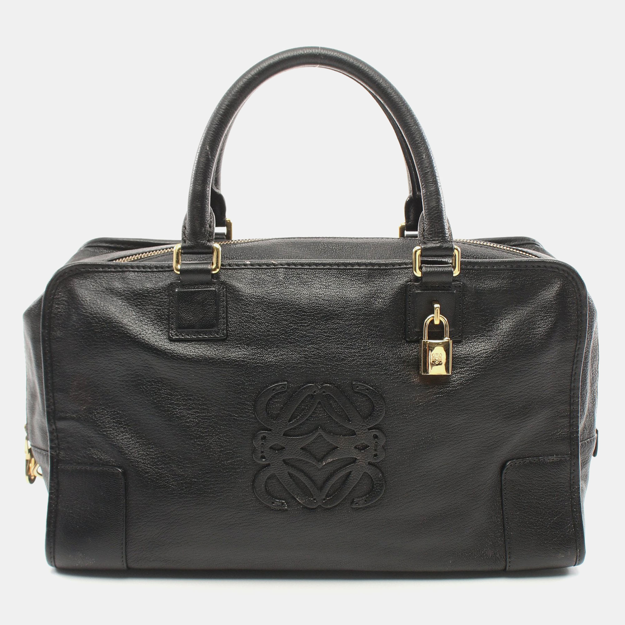 Pre-owned Loewe Amazona36 Handbag Leather Black