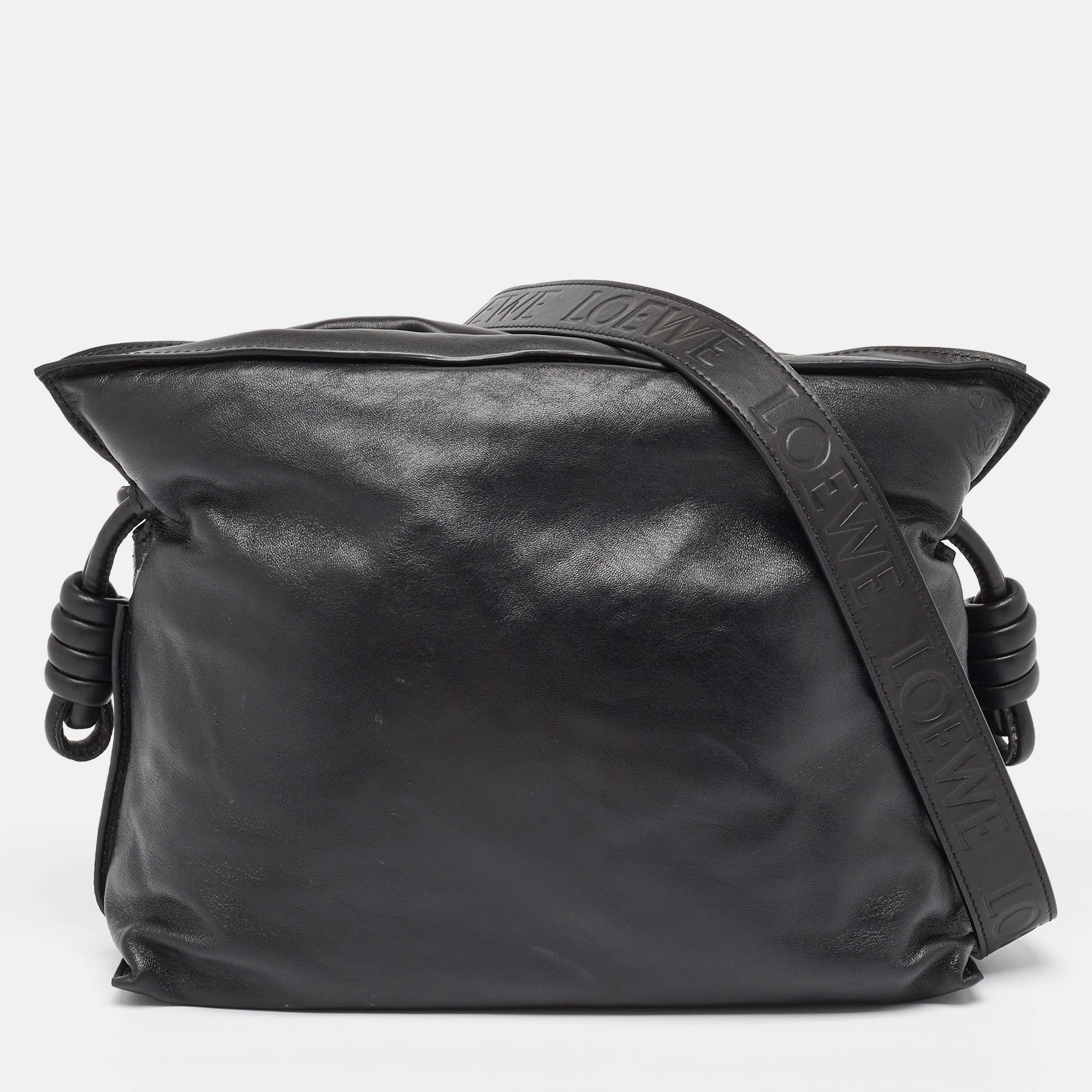 

Loewe Black Leather  Flamenco Clutch Bag