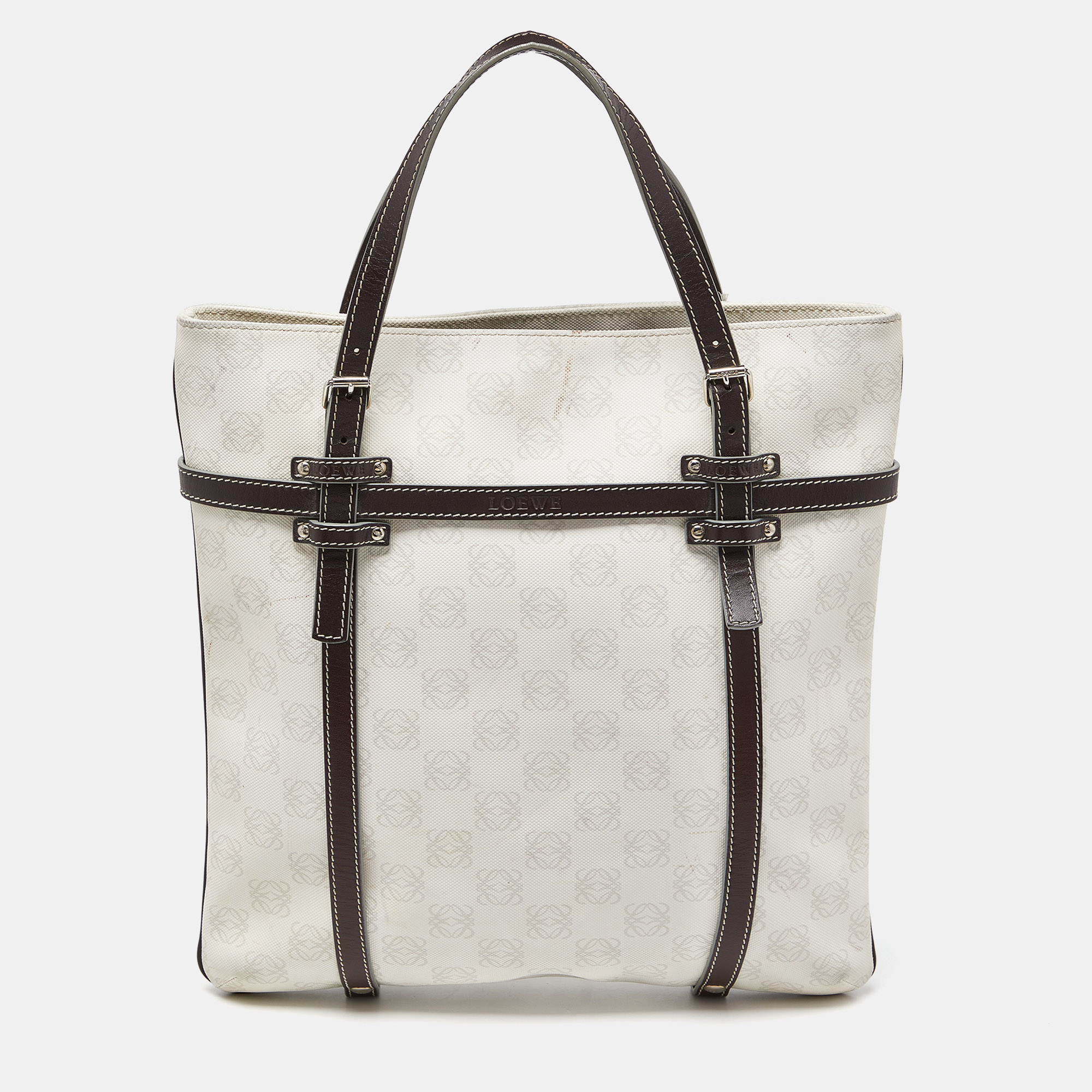 

Loewe Cream/Brown Signature Anagram Coated Canvas and Leather Tote