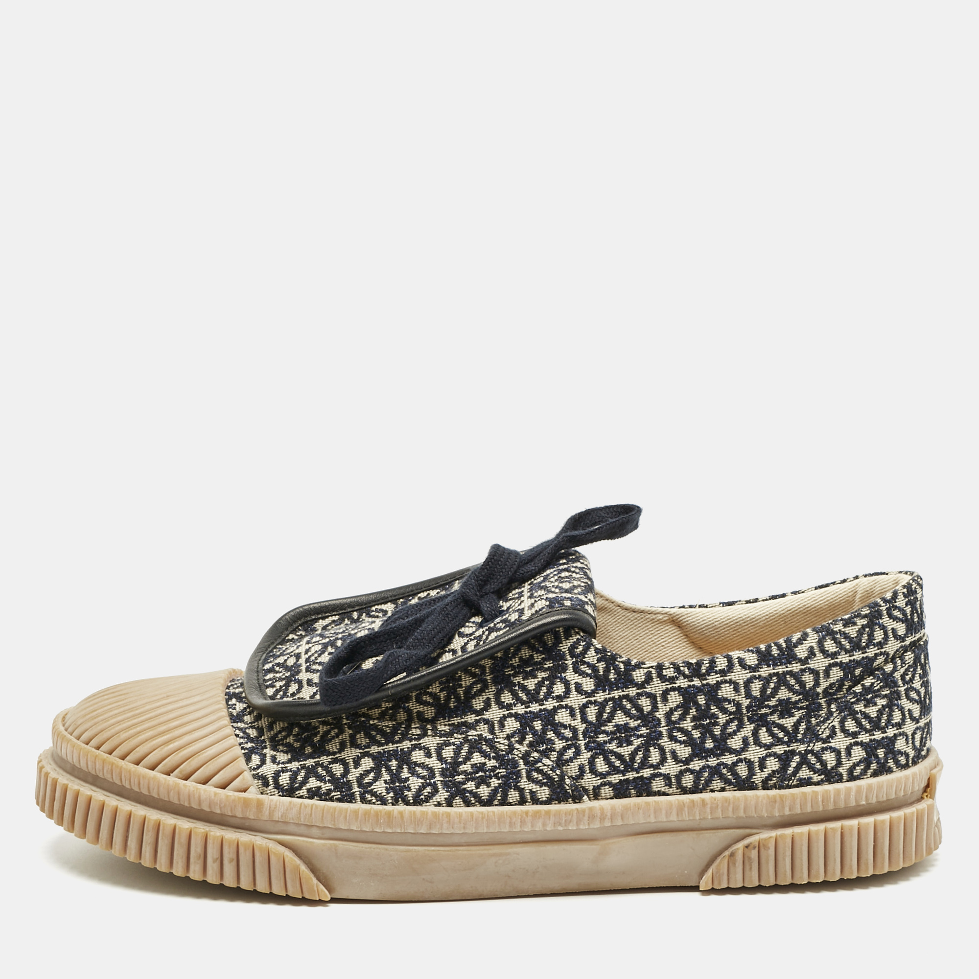 Pre-owned Loewe Black Jacquard Anagram Lace Up Sneakers Size 39