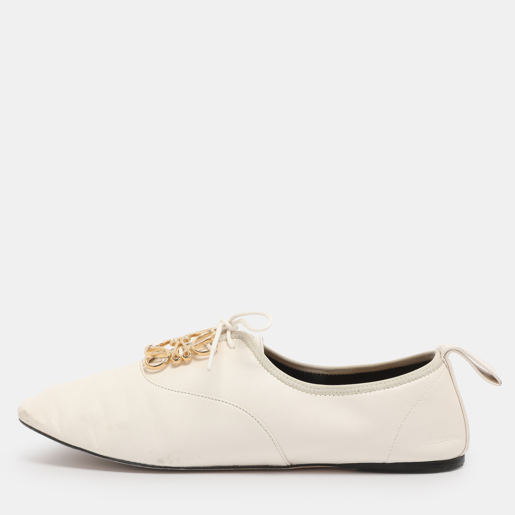 

Loewe White Leather Anagram Derby Size