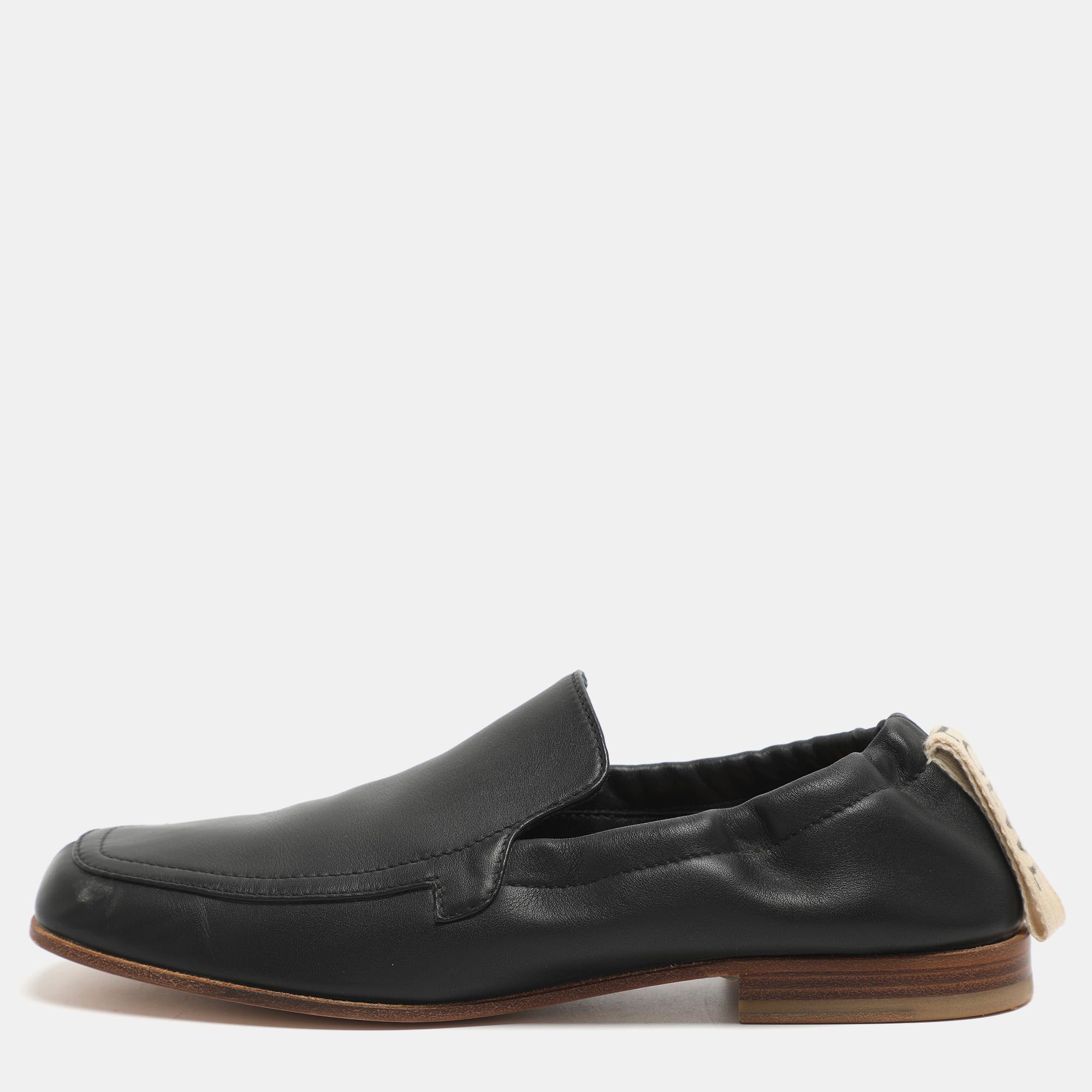 

Loewe Size 39 Black Leather Elasticated Loafers
