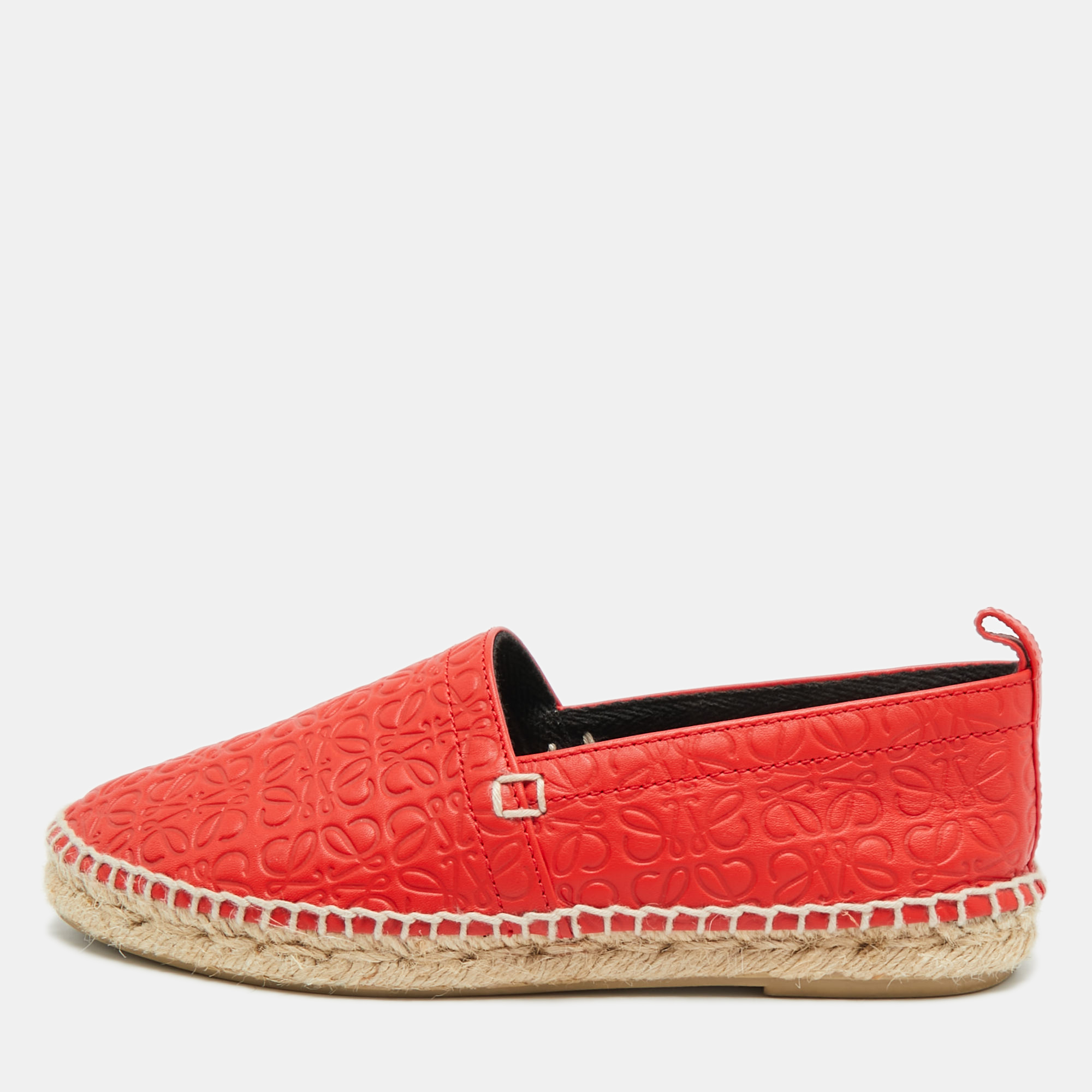 

Loewe Size  Red Logo Embossed Leather Espadrille Flats