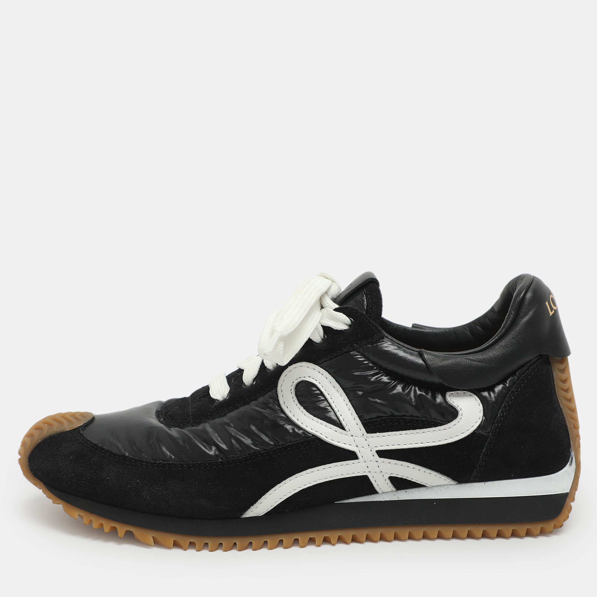 

Loewe Flow Runner Size  Black Leather and Nylon Lace Up Sneakers