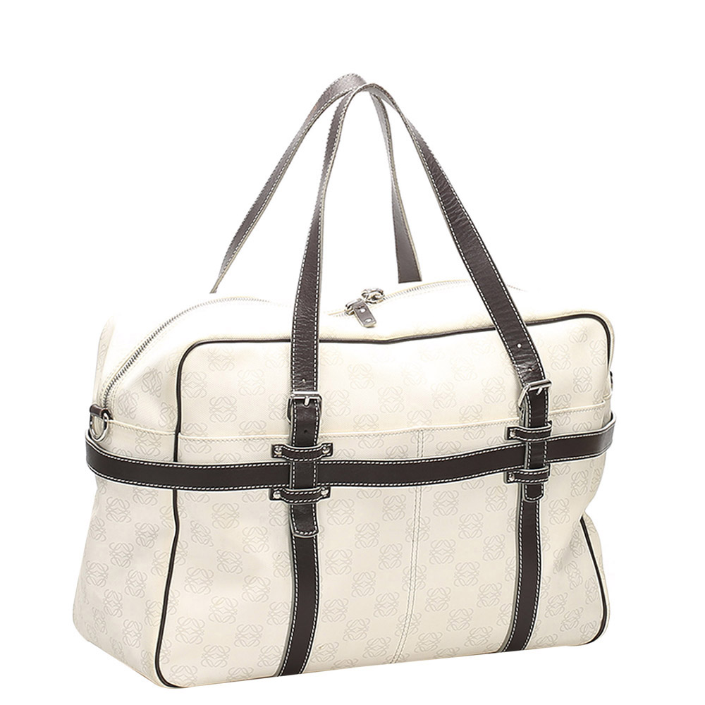 

Loewe White Anagram Leather Travel Bag, Black
