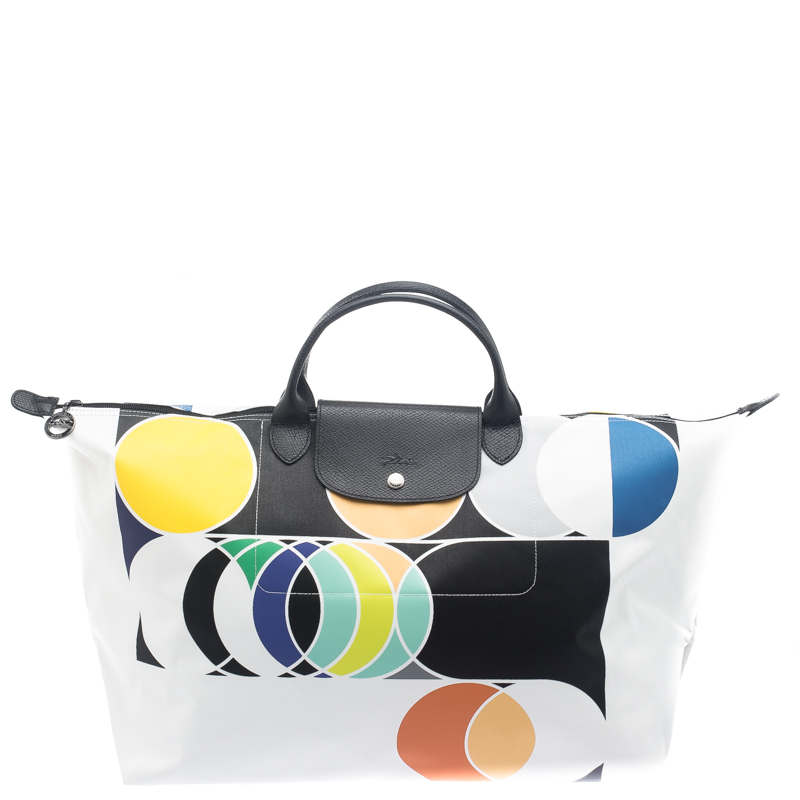 Pre Owned Longchamp Multicolor Printed Nylon Le Pliage Tote