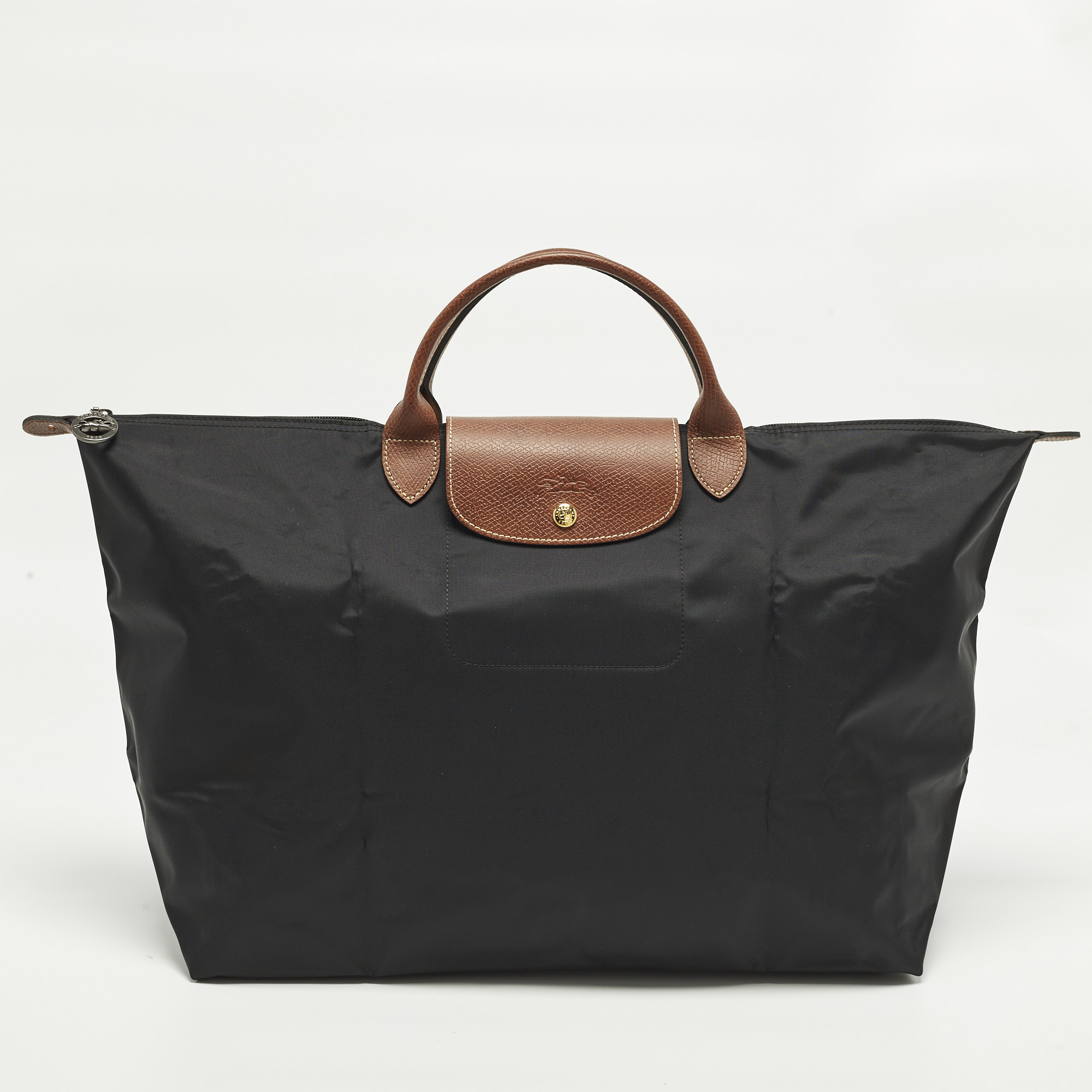 Pre-owned Longchamp Le Pliage Travel Black Nylon Tote