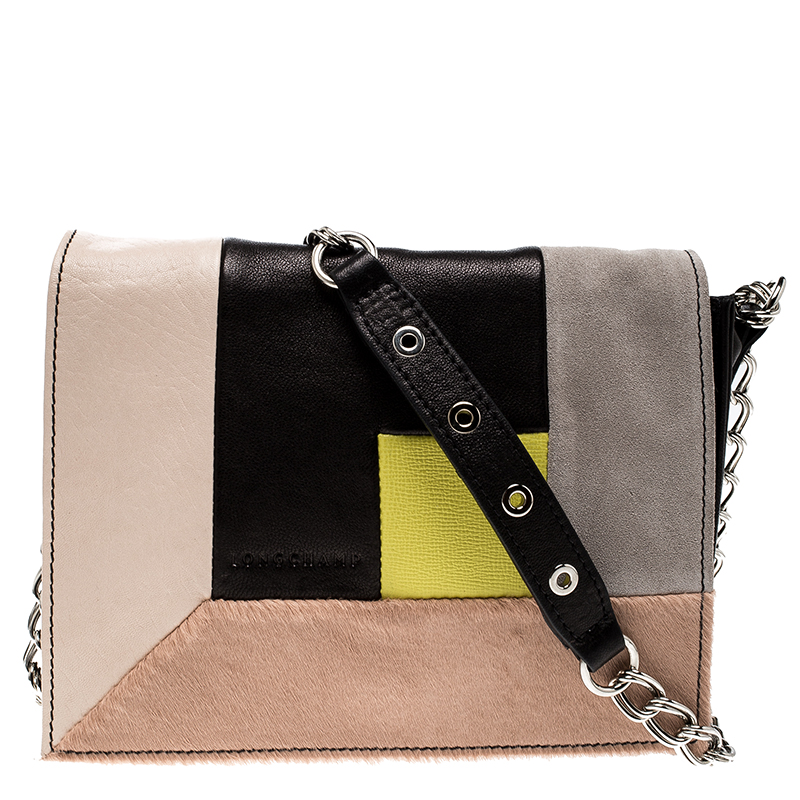 Longchamp Mutlicolor Leather Colorblock Art Walk Crossbody Bag