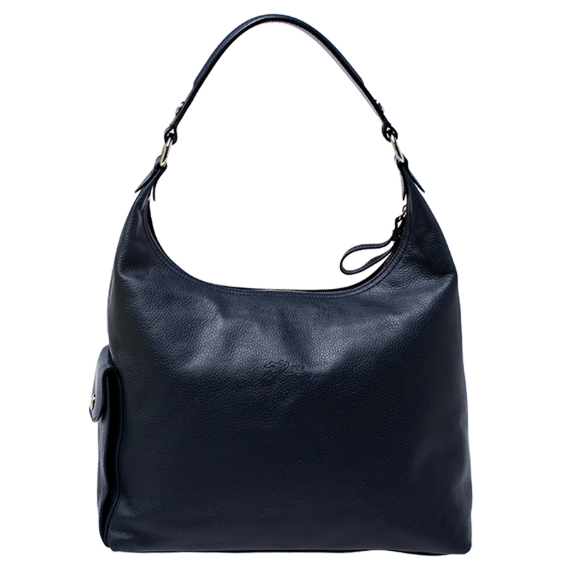 Le Foulonné M Hobo bag Navy - Leather (10155021Y90)