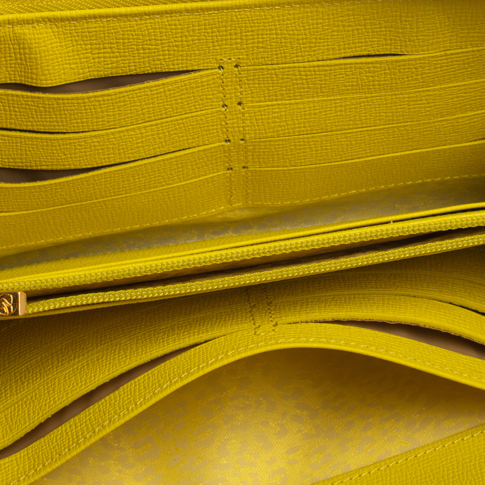 

Longchamp Lime Leather Le Pliage Heritage Zip Around Wallet, Yellow