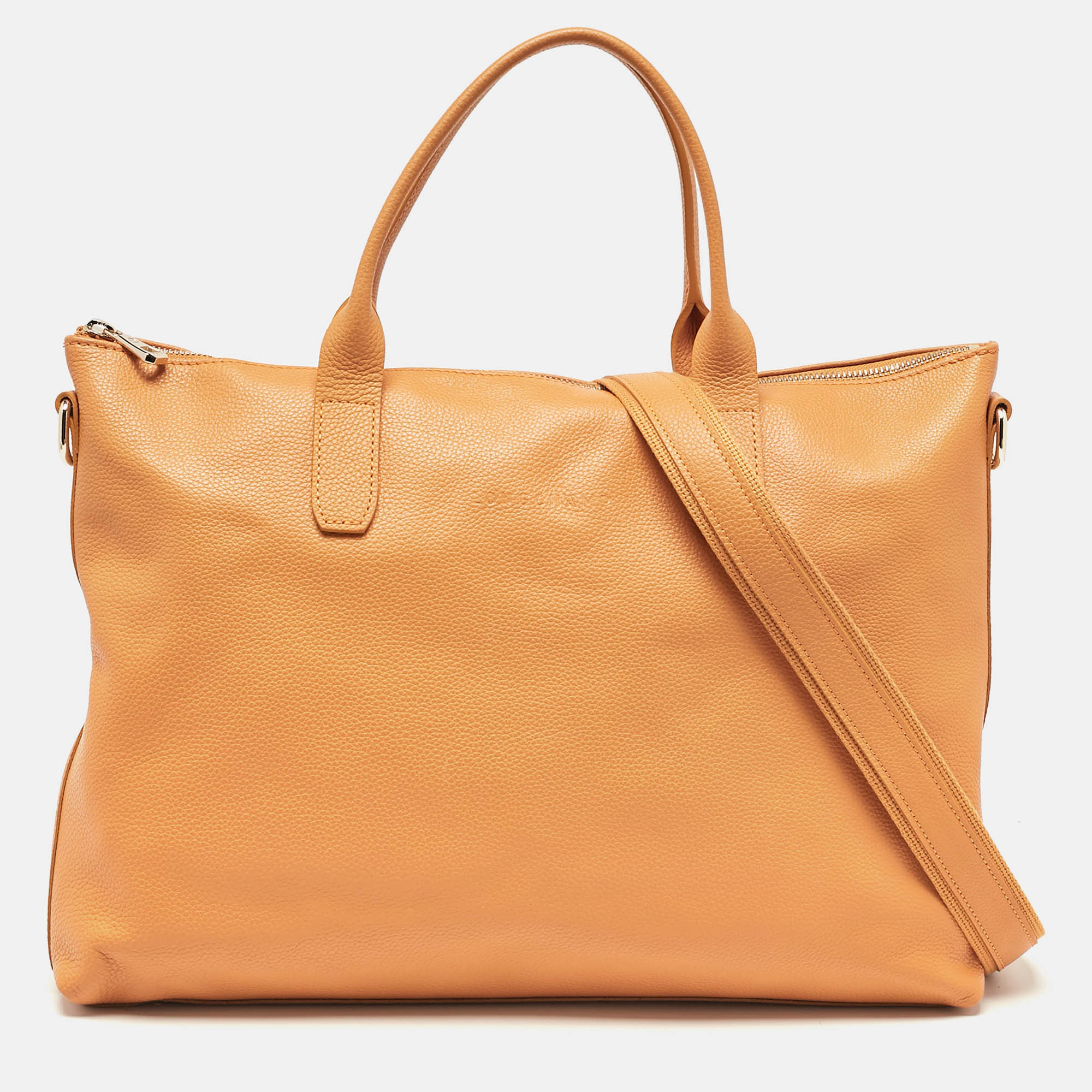 

Longchamp Orange Leather Le Foulonné  Briefcase Bag