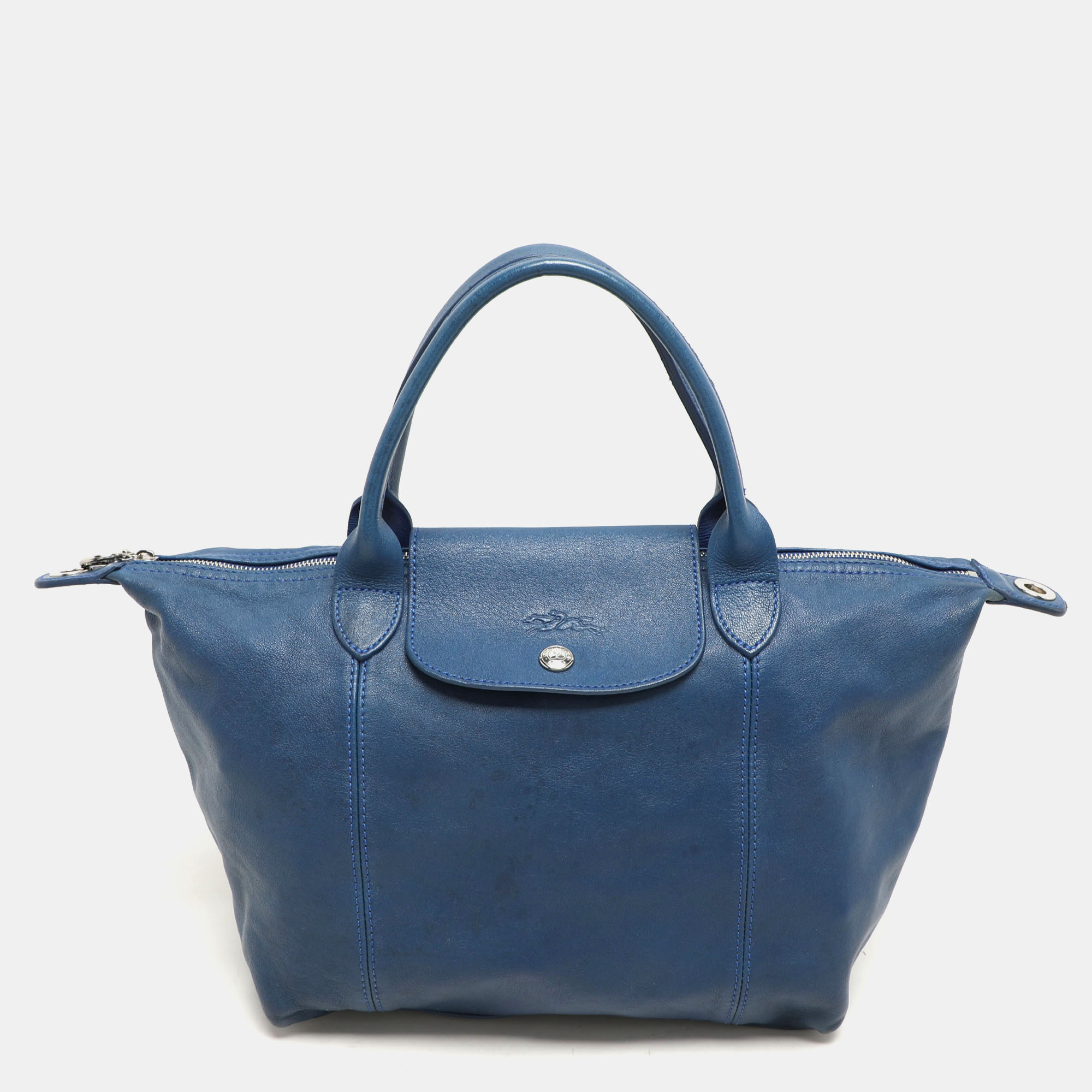 

Longchamp Blue Leather Le Pliage Tote