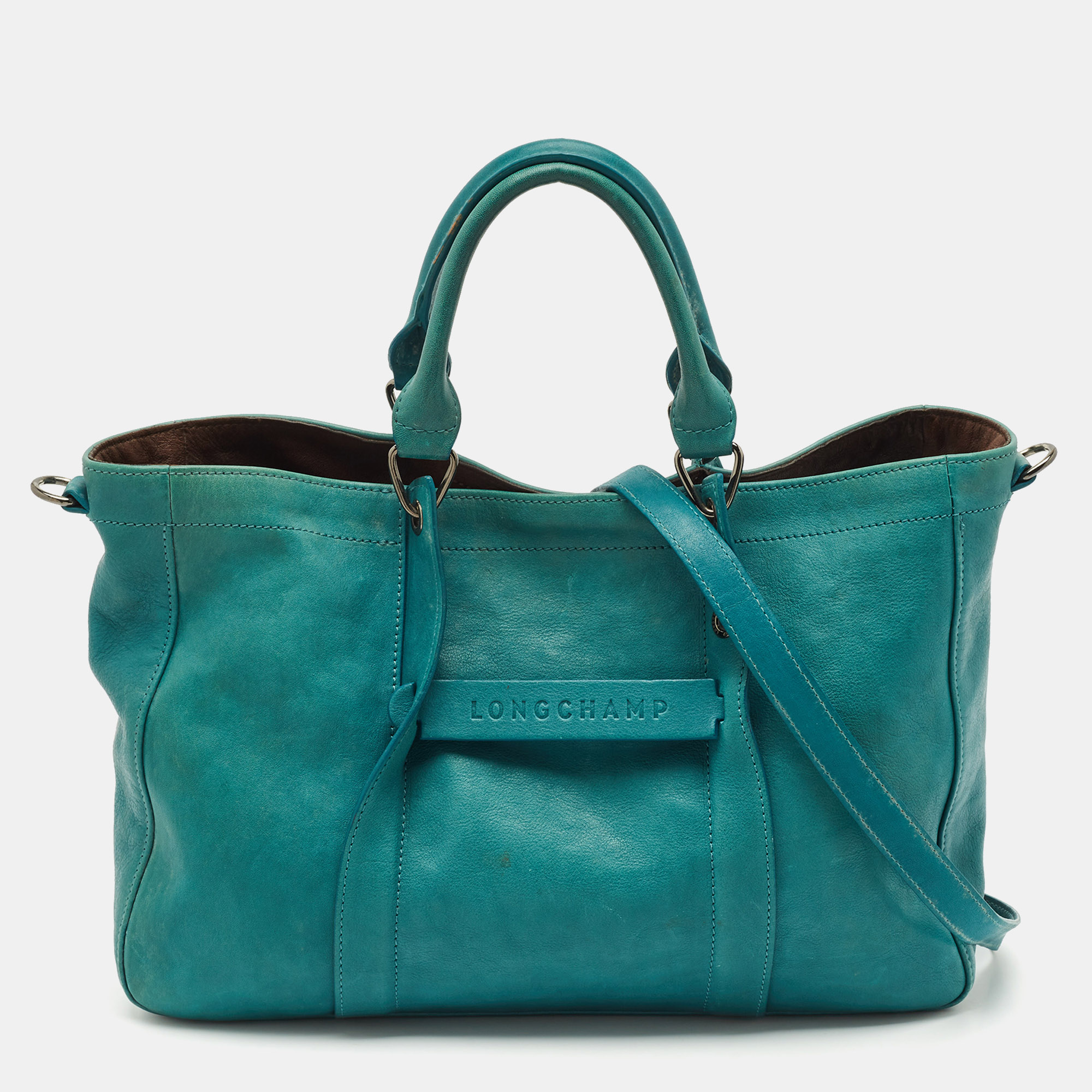 

Longchamp Green Leather  3D Top Handle Bag