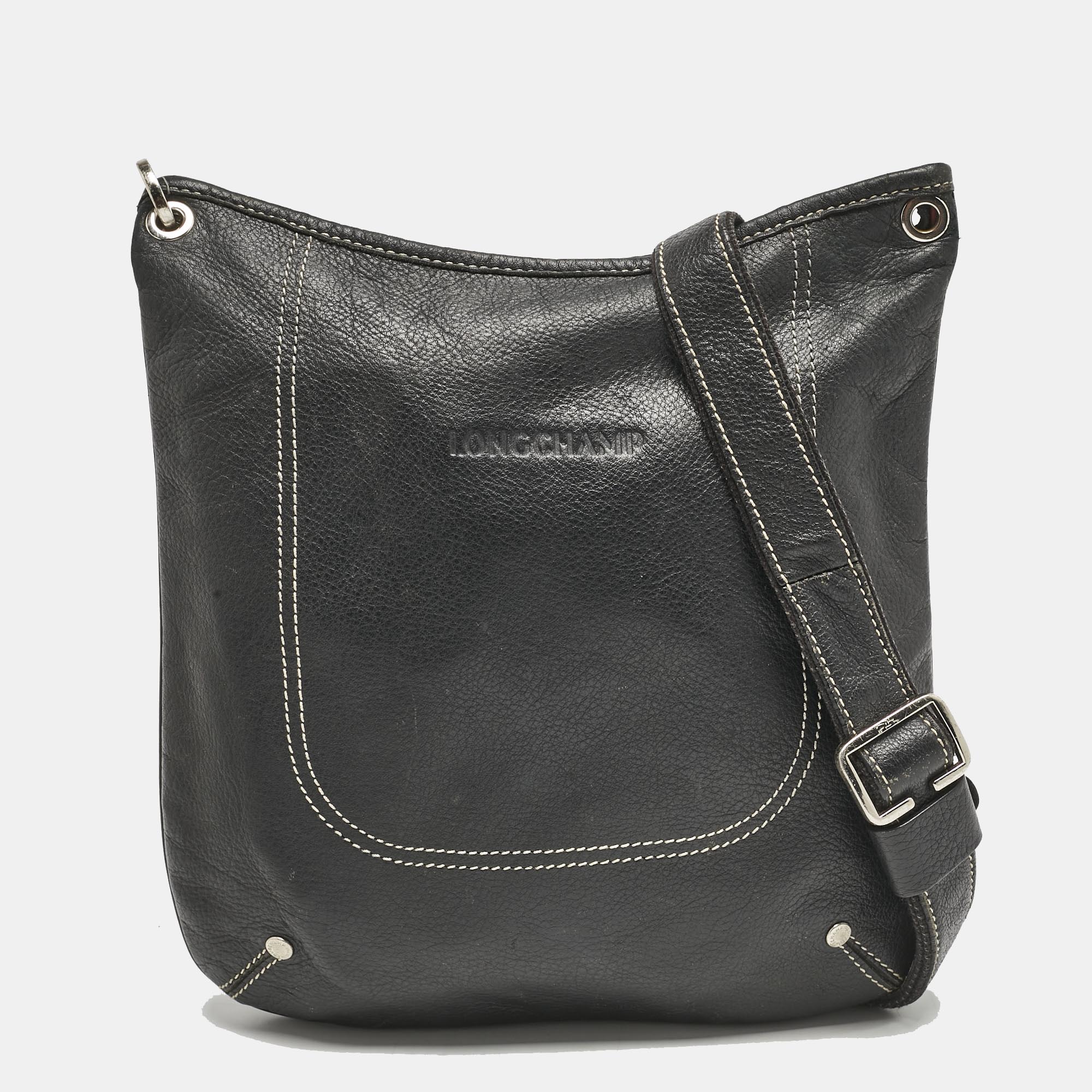 

Longchamp Black Leather Crossbody Bag