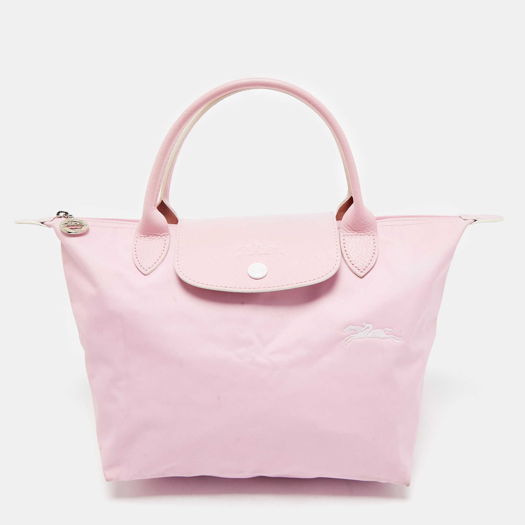 

Longchamp Pink Canvas and Leather Small Le Pliage Tote
