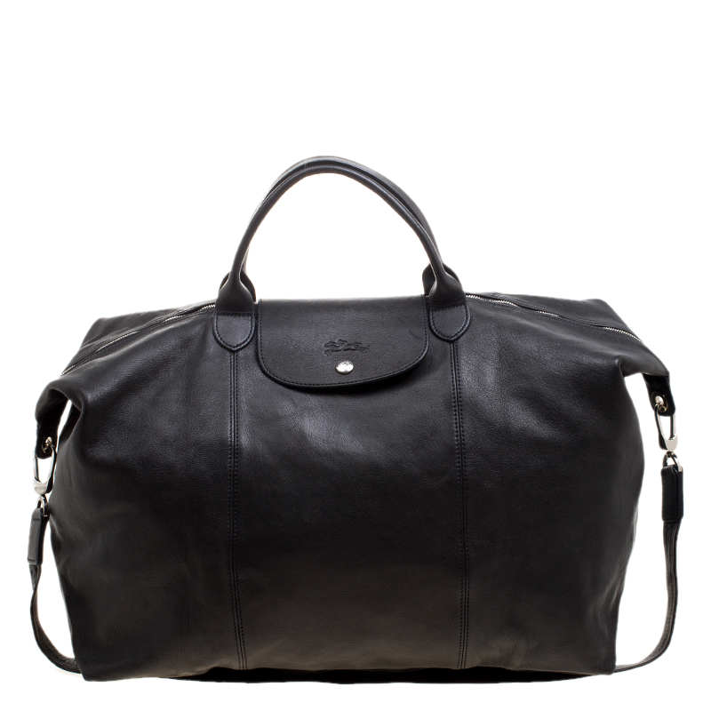 Long Champ Black Leather Oversize Le Pliage Tote Longchamp Tlc Black Leather Oversize Le Pliage Tote