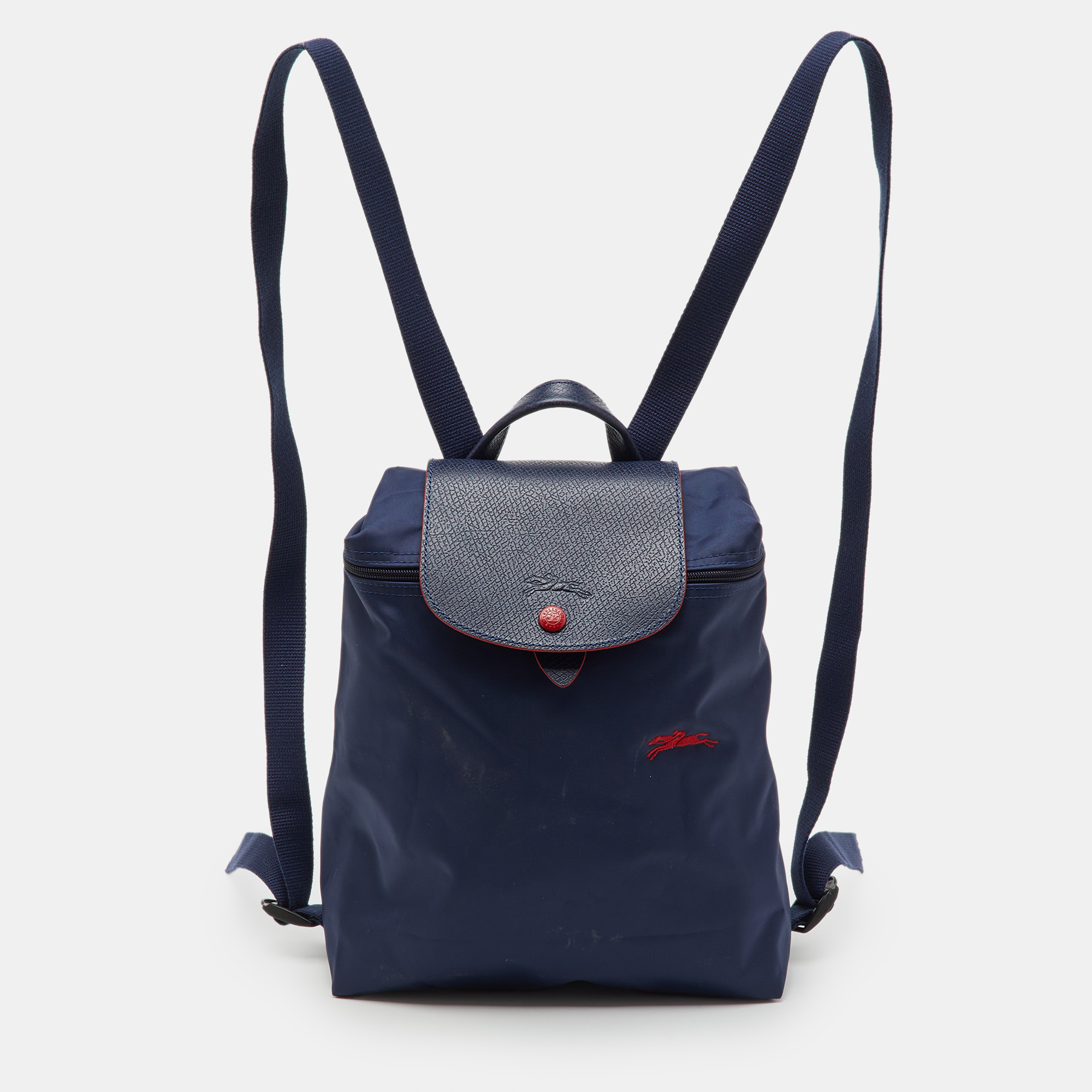 

Longchamp Navy Blue Nylon and Leather Le Pliage Club Backpack