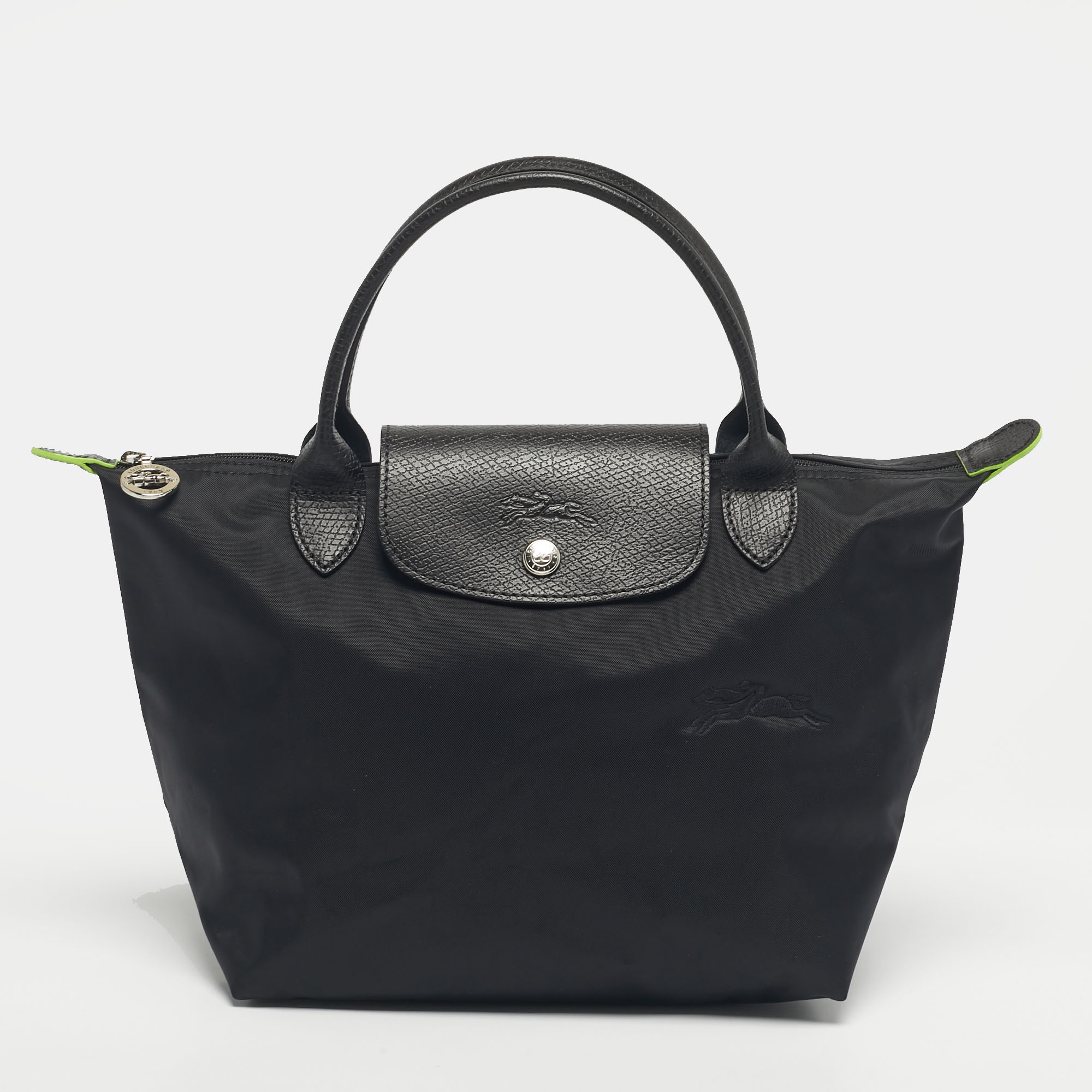 

Longchamp Black Nylon Small Short Le Pliage Tote