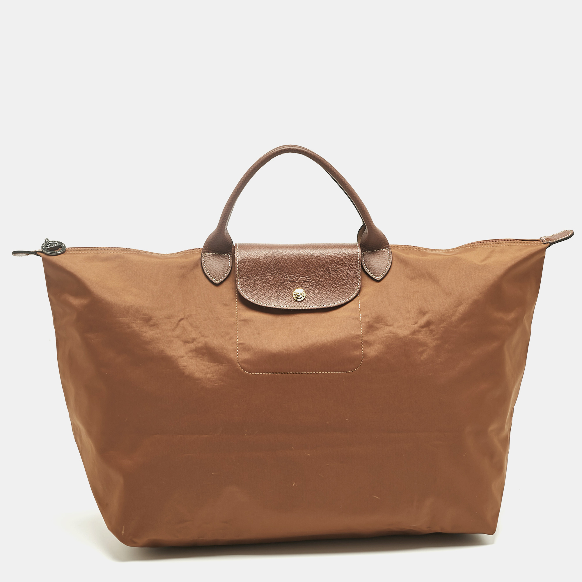

Longchamp Brown Nylon Le Pliage Travel Tote, Blue