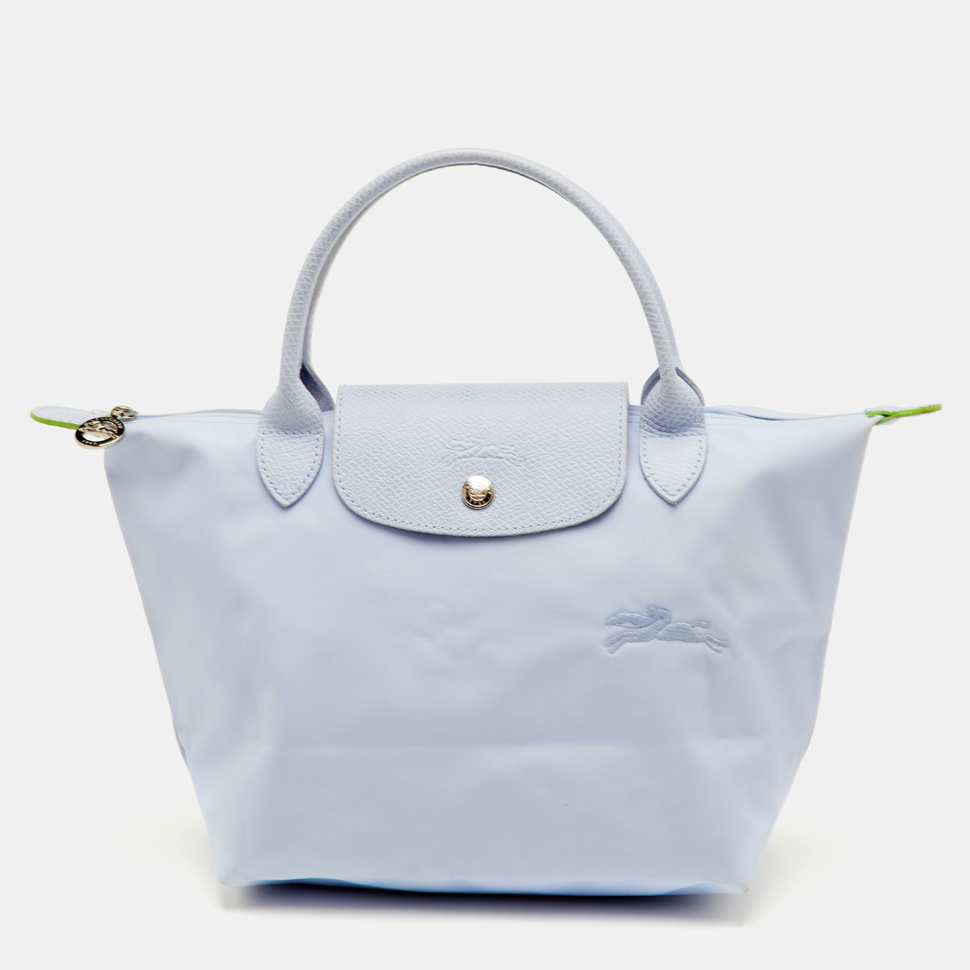 

Longchamp Le Pliage Small Light Blue Nylon and Leather Tote