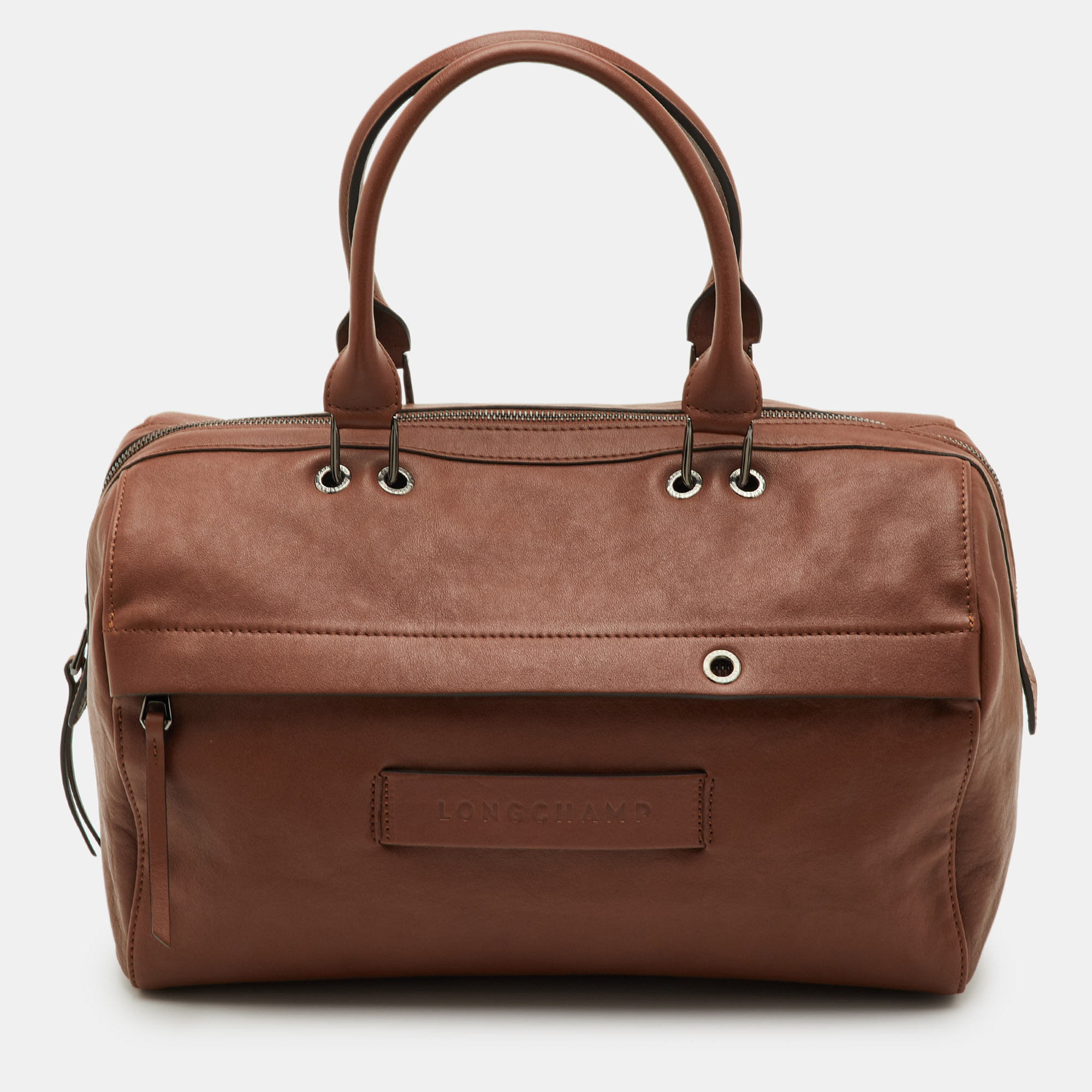 

Longchamp 3D Brown Leather Top Zip Satchel