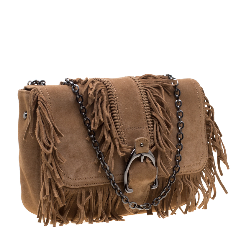 Longchamp Light Brown Suede Amazone Shoulder Bag Longchamp TLC