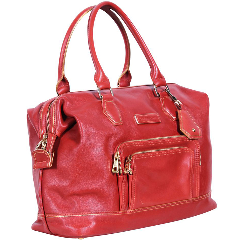 

Longchamp Red Leather Legende Tote Bag