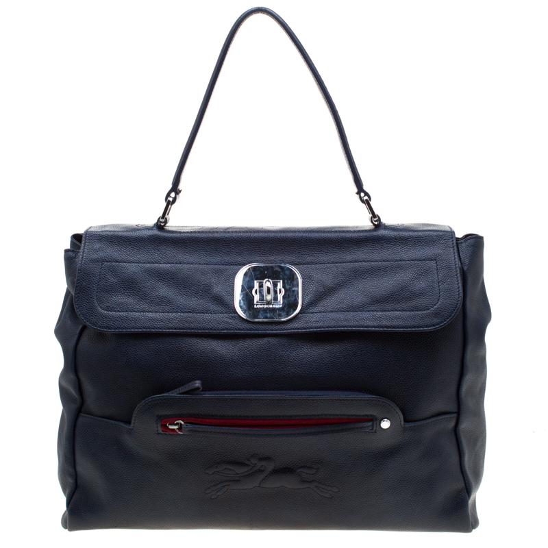 Pre Owned Longchamp Blue Leather Gatsby Tote