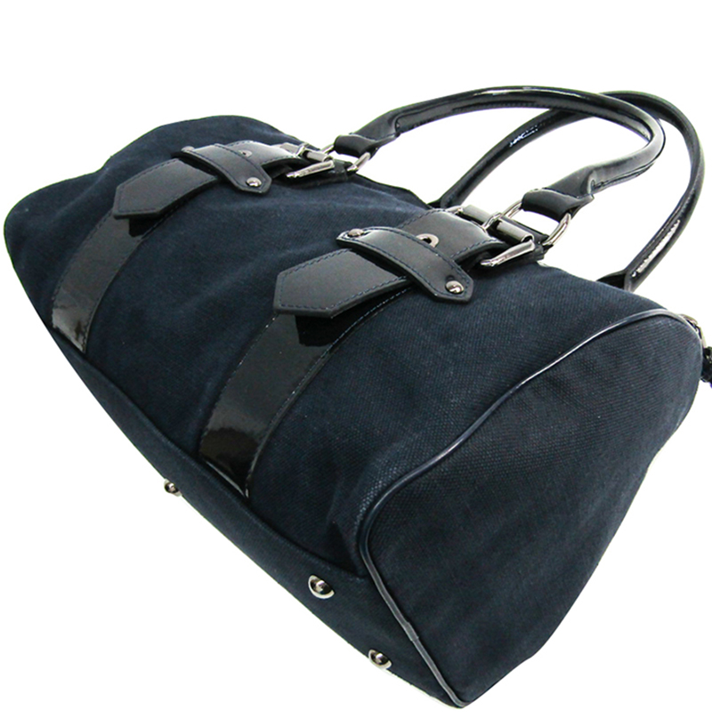 

Longchamp Navy Blue Cotton Leather Kate Moss Bag