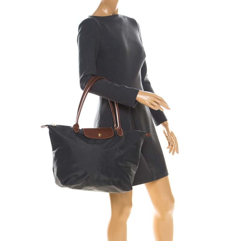 dark grey longchamp bag