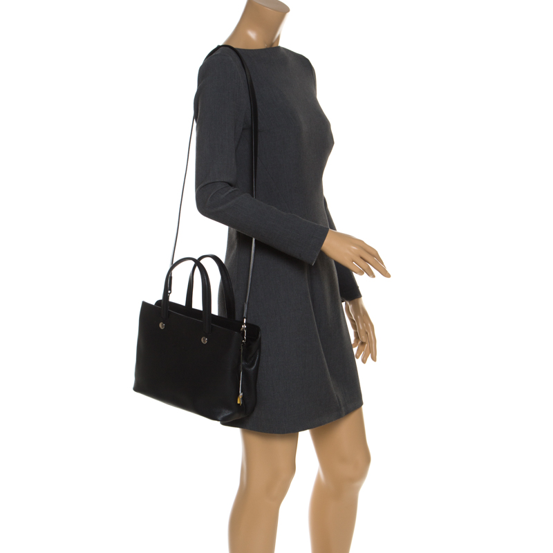 

Longchamp Black Leather Shop-it  Tote