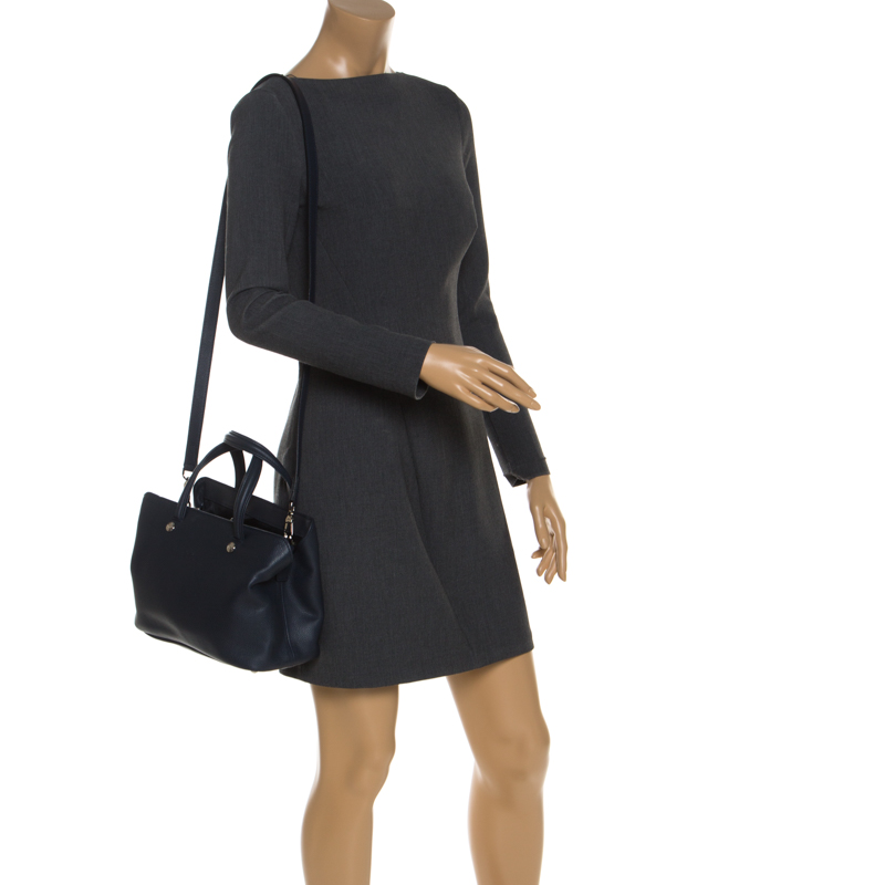 

Longchamp Navy Blue Leather Tote