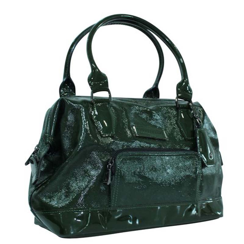 

Longchamp Dark Green Patent Leather Satchel