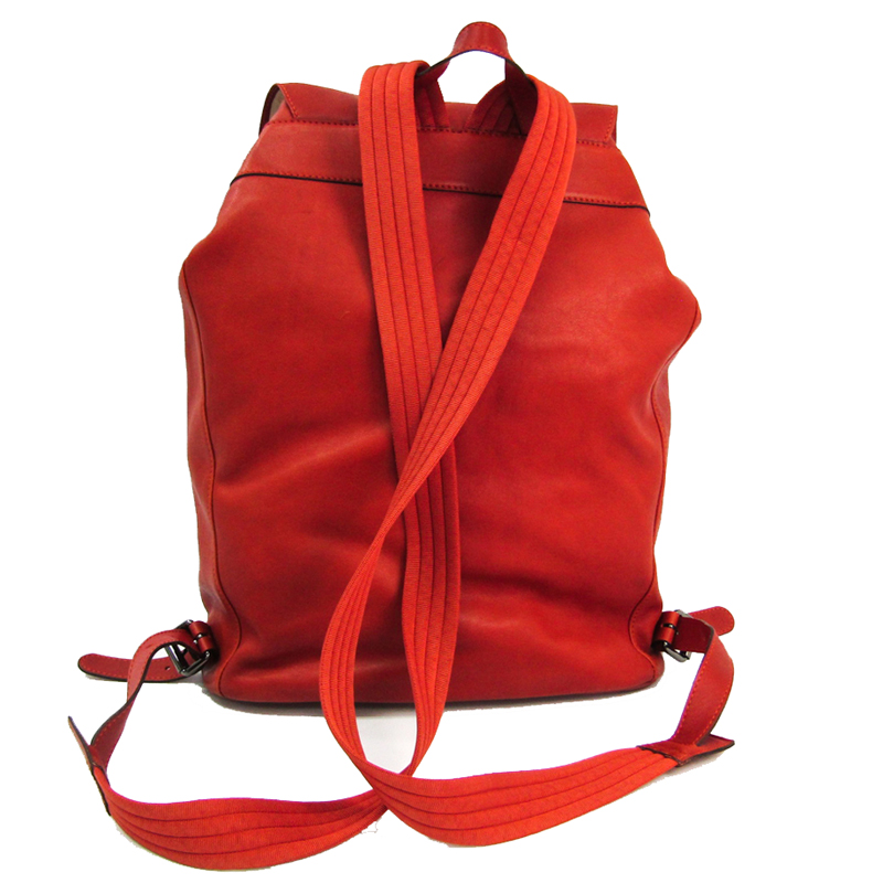 

Longchamp Dark Orange Leather Backpack