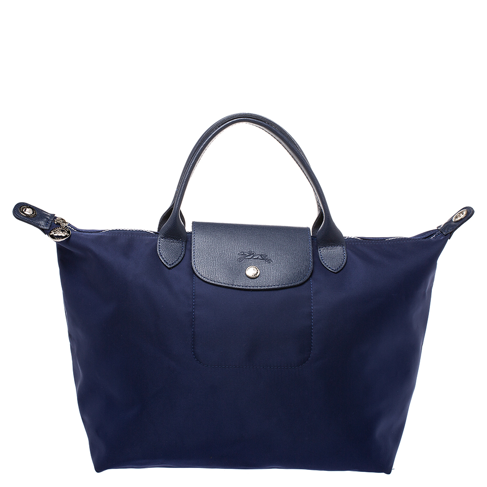 Pre Owned Longchamp Blue Nylon Le Pliage Tote