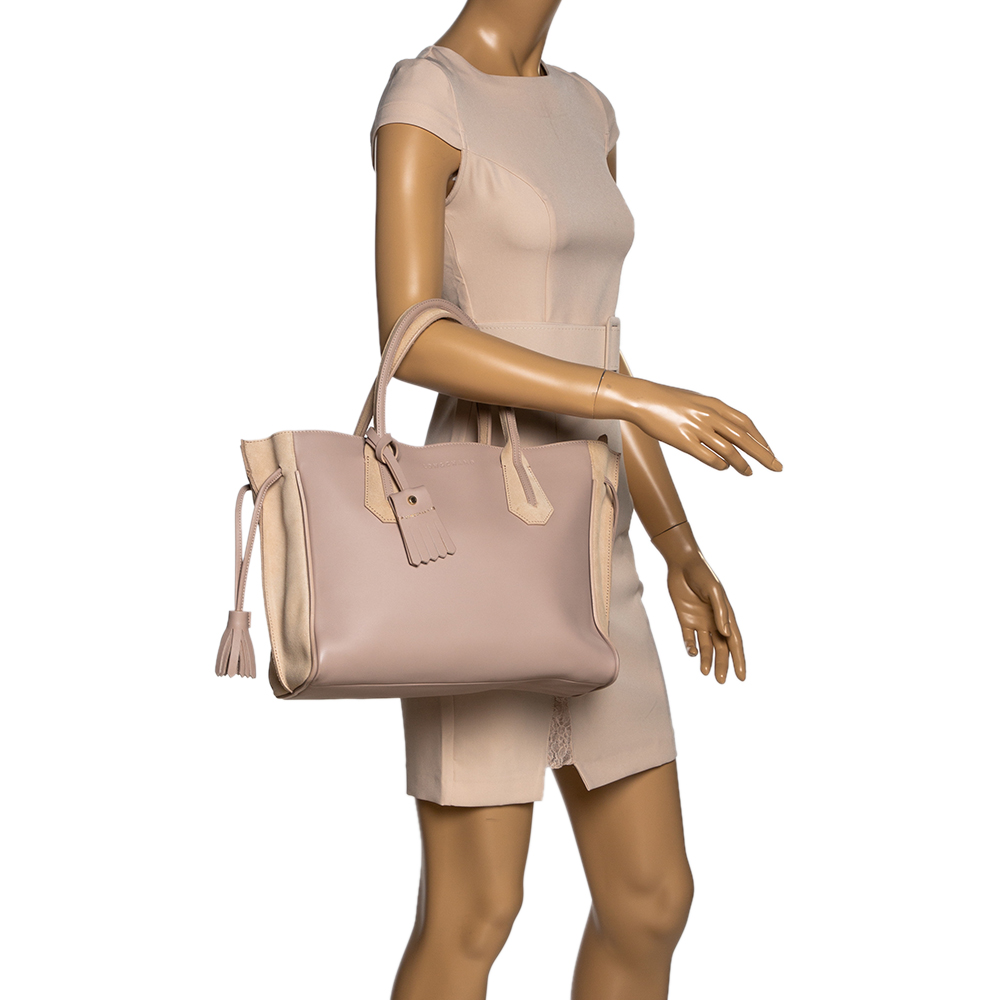 

Longchamp Pink/Nude Leather Medium Penelope Fantasie Tote