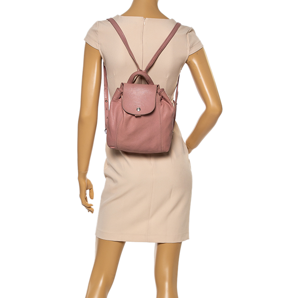 

Longchamp Pink Leather Le Pliage Backpack