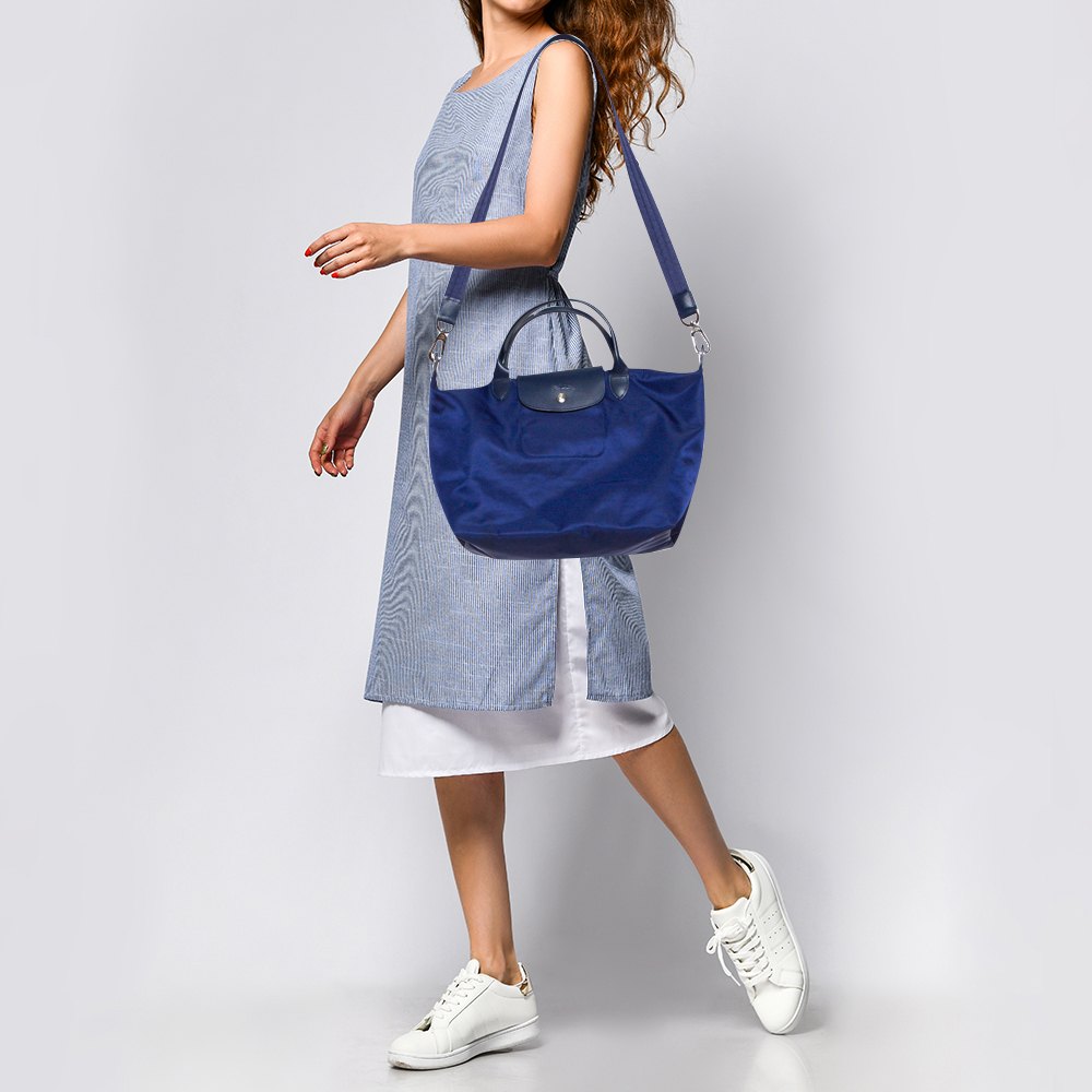 

Longchamp Blue Nylon and Leather Le Pliage Neo Tote