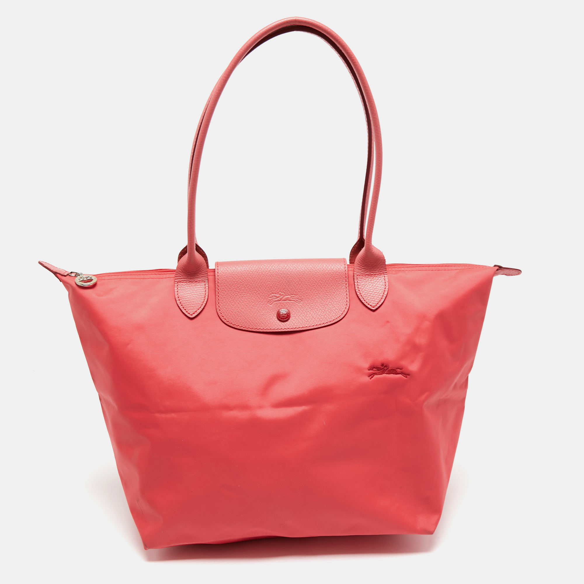 Pre-owned Longchamp Pink Nylon And Leather Le Pliage Neo Tote